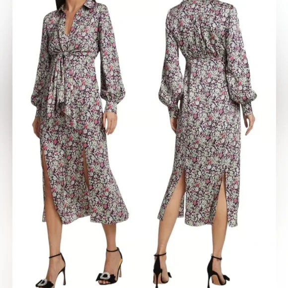 New Without Tags Cinq A Sept Floral Long Sleeve Midi Dress Size 6 - Picture 1 of 5